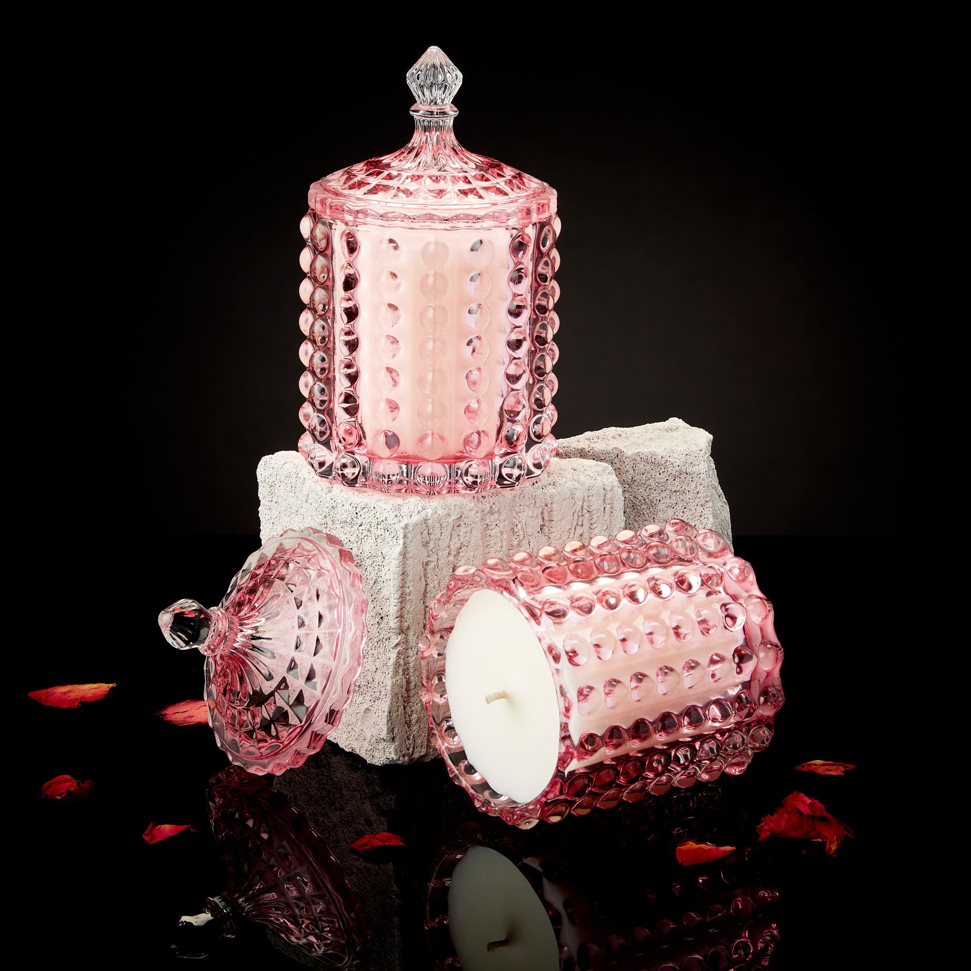 Fire Glow Scented Candle in Flamingo Pink Freya Glass