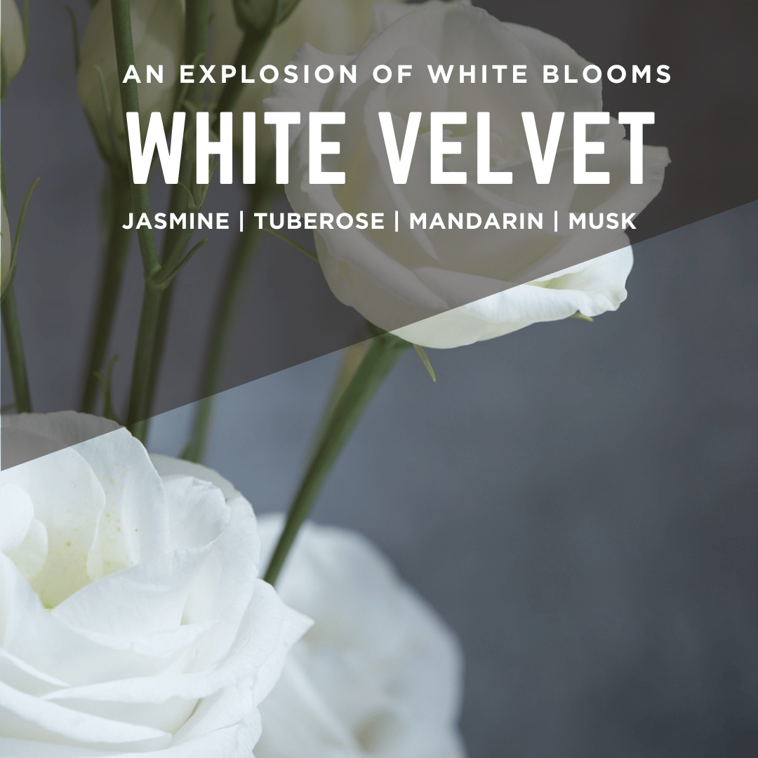 White Velvet Scented Candle in Shiny Purple Athena Glass