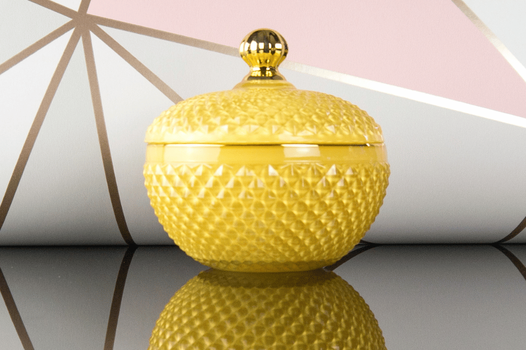 Dreamy Ginger Scented Candle in Sherbet Yellow Luna Glass
