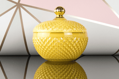 Dreamy Ginger Scented Candle in Sherbet Yellow Luna Glass