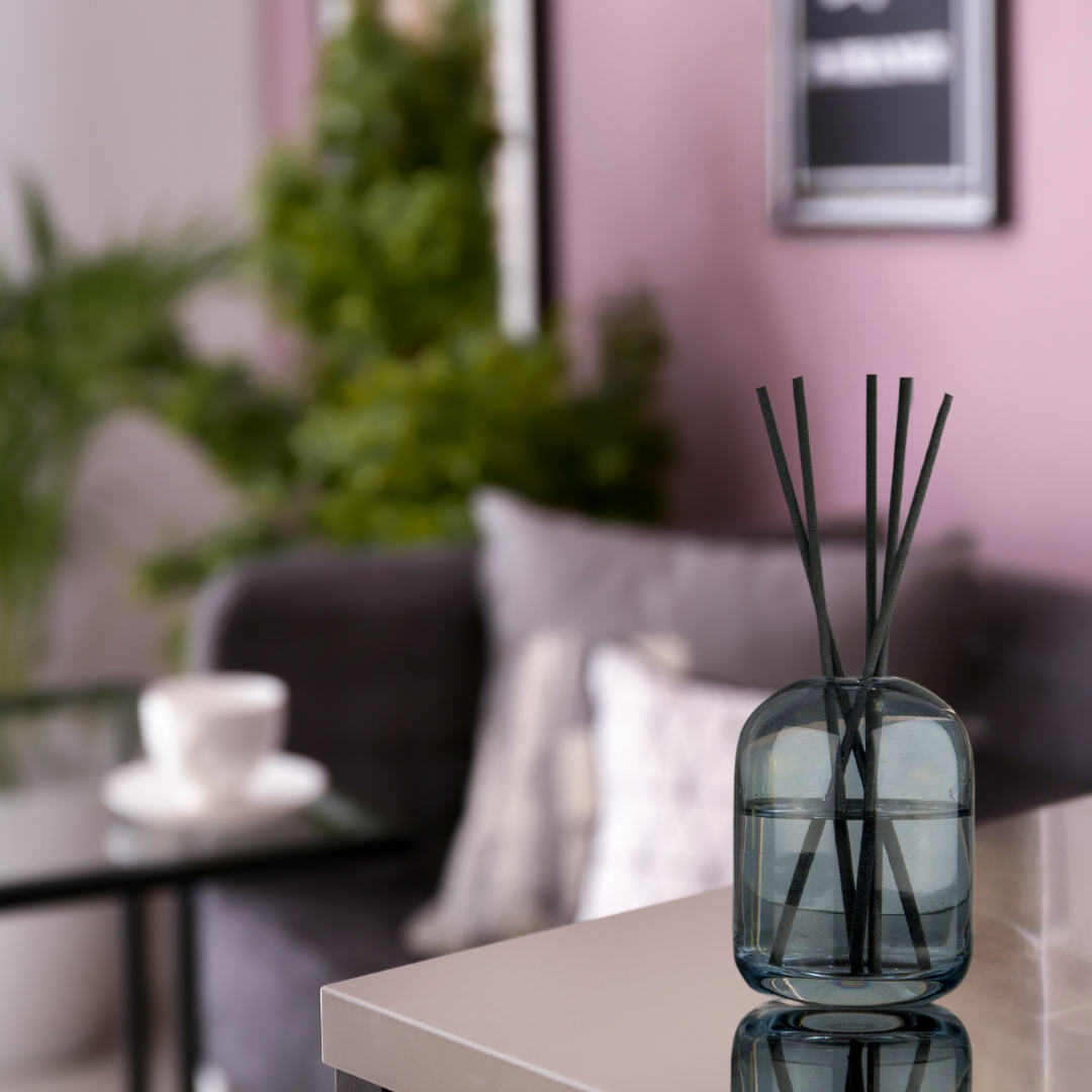 Reed Diffuser in Inkey Grey placed in a high traffic area