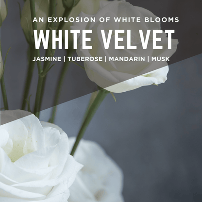 White Velvet Scented Candle in Shiny Purple Athena Glass
