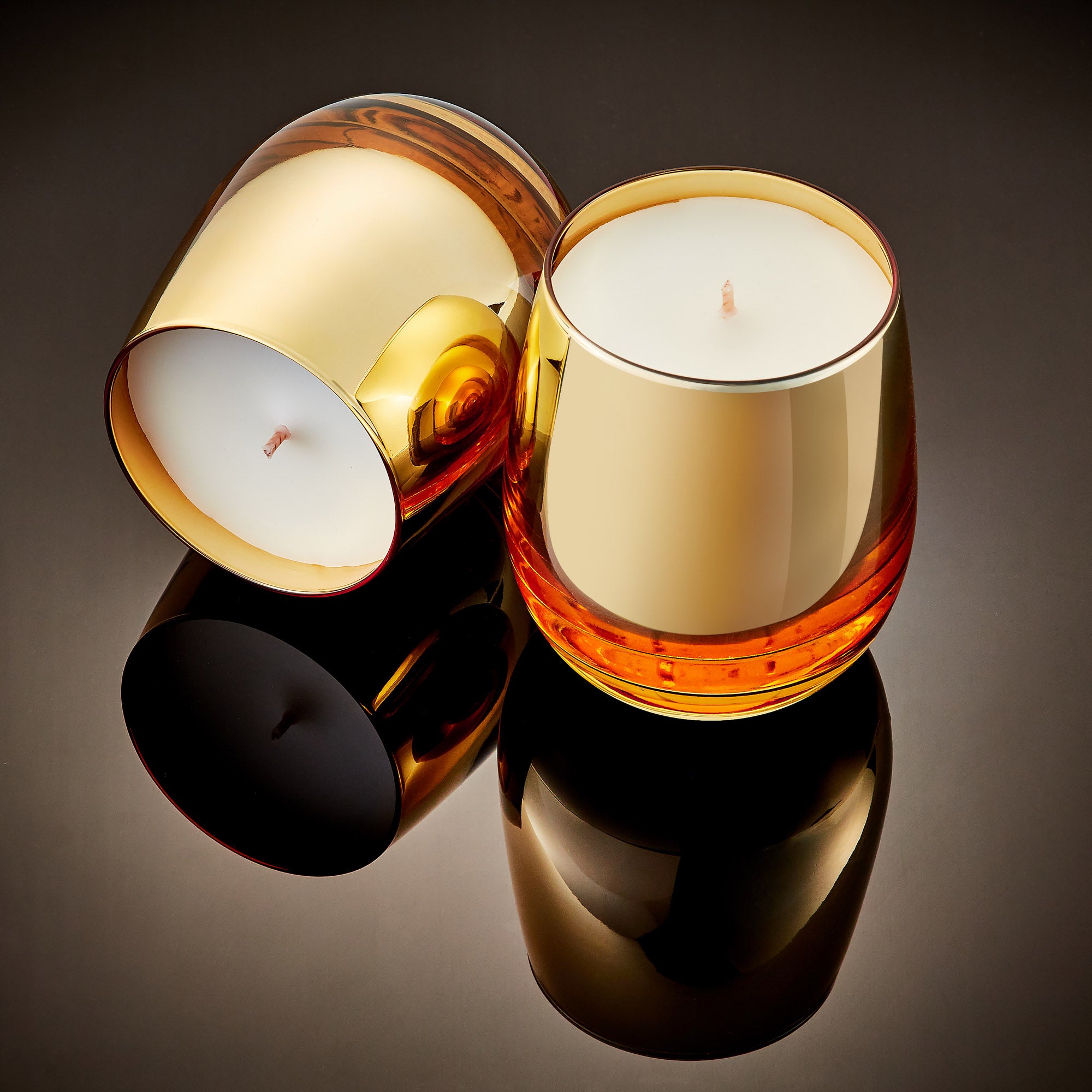 Luxury scented candle handcafted in our Classic Gold Athena stemless glass