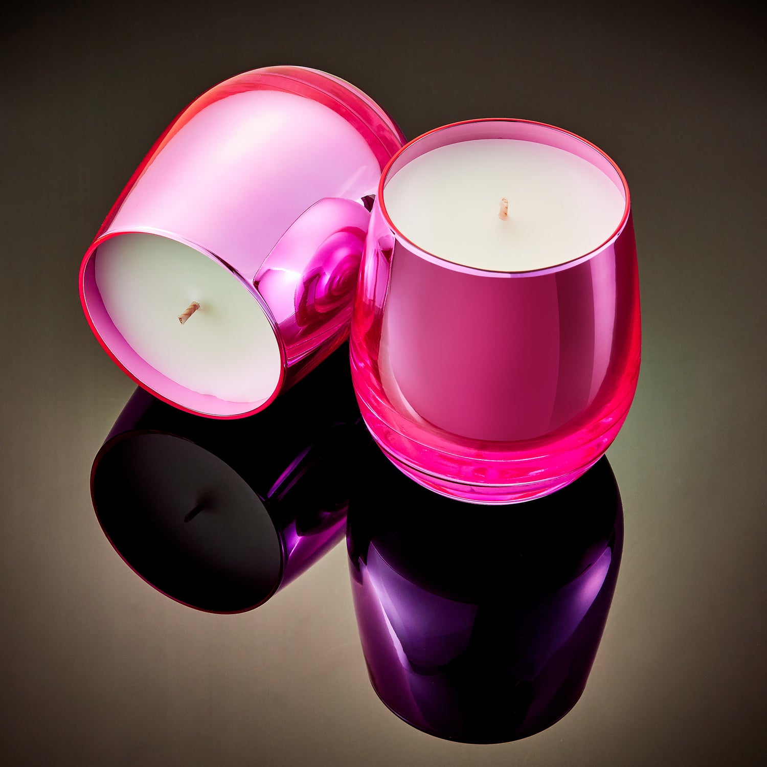 luxury scented candle in beautiful hot pink Athena glass