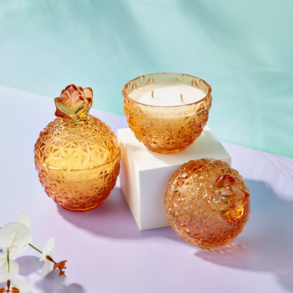 Dreamy Ginger Scented Candle in Amber Nancy Glass